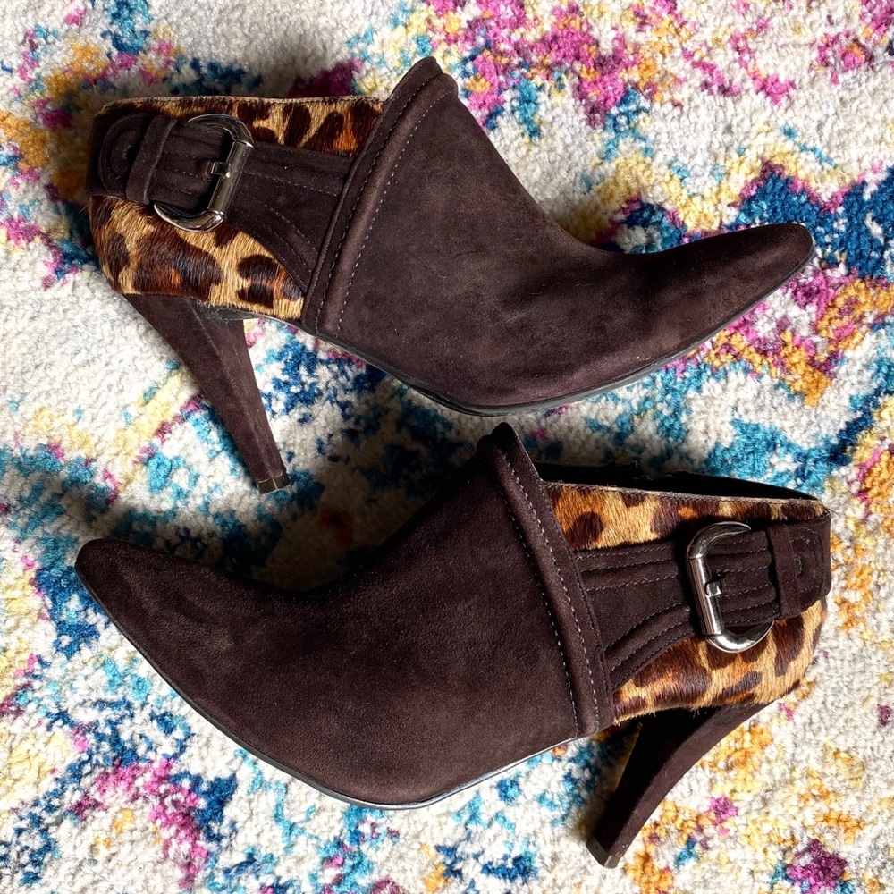Cheetah Calf Hair Leather Antonio Melani Booties